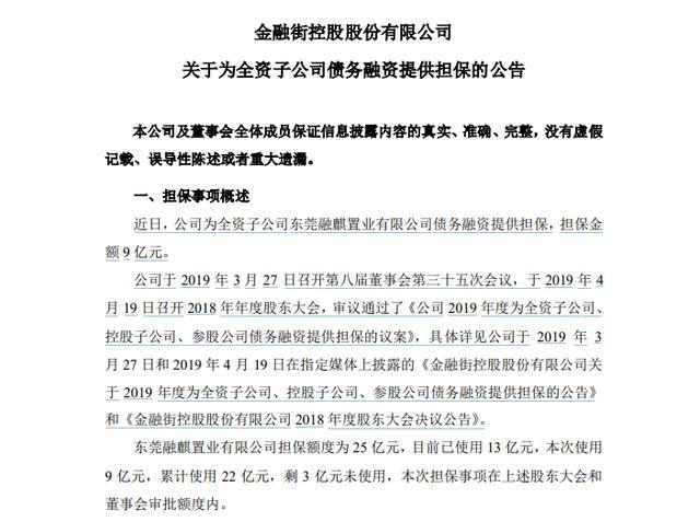 金融街为子公司东莞融麒置业债务融资提供9亿元担保 策略、影响与风险管理